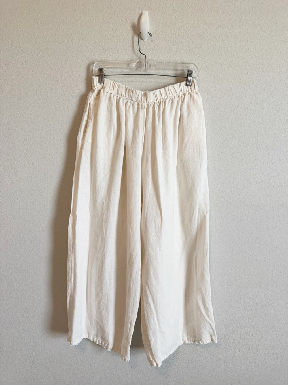 Bryn Walker Cream Ivory 100% Linen Pull On Lightweight Wide Leg Pants Size XL